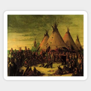 Sioux War Council by George Catlin Sticker